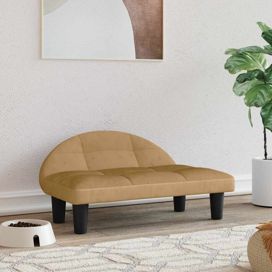 vidaXL Hondenmand 70x52x30 cm fluweel bruin afbeelding 1