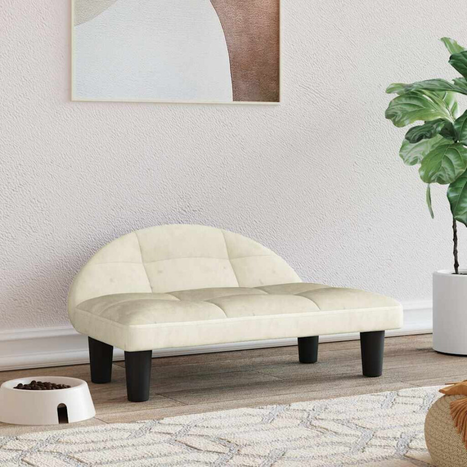 vidaXL Hondenmand 70x52x30 cm fluweel crèmekleurig vidaXL Hondenmand 70x52x30 cm fluweel crèmekleurig afbeelding 1