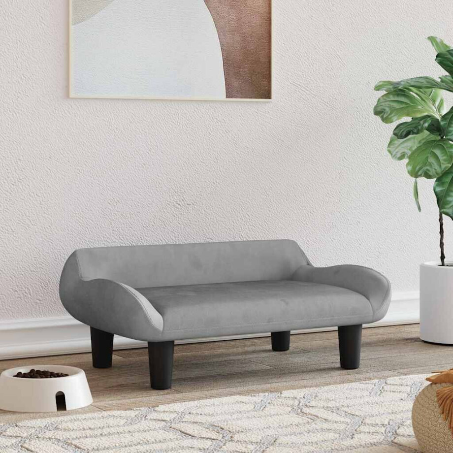 vidaXL Hondenmand 70x40x24 cm fluweel lichtgrijs vidaXL Hondenmand 70x40x24 cm fluweel lichtgrijs afbeelding 1