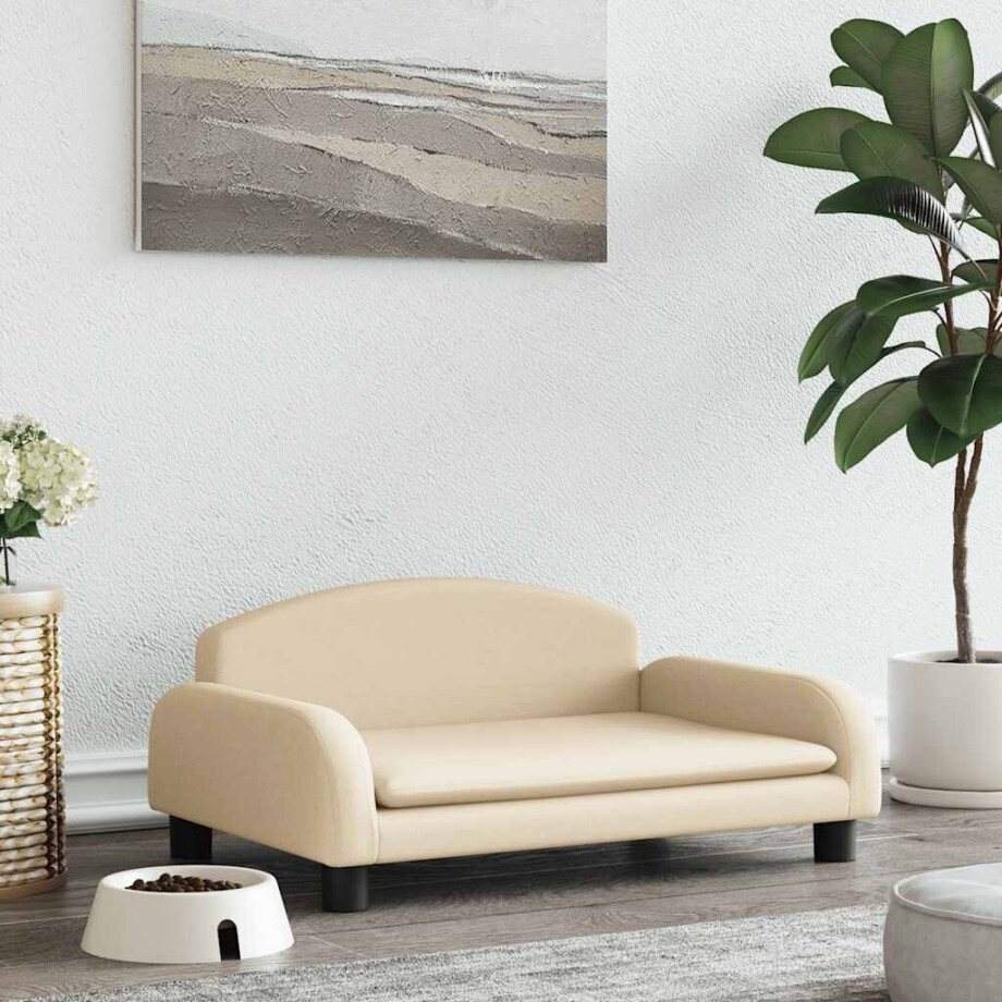 vidaXL Hondenmand 70x45x30 cm stof crèmekleurig vidaXL Hondenmand 70x45x30 cm stof crèmekleurig afbeelding 1