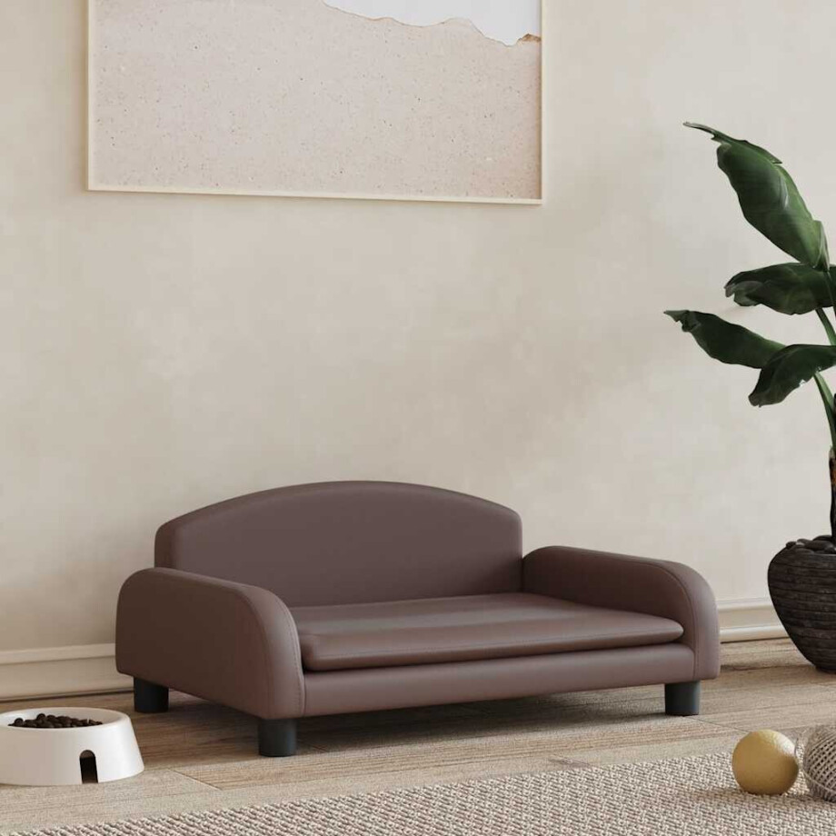 vidaXL Hondenmand 70x45x30 cm kunstleer bruin afbeelding 1