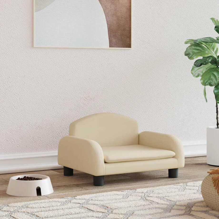 vidaXL Hondenmand 50x40x30 cm stof crèmekleurig afbeelding 1