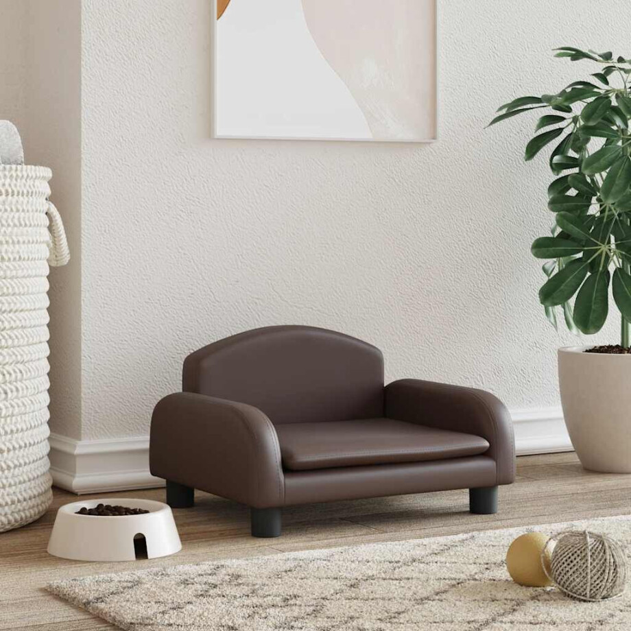 vidaXL Hondenmand 50x40x30 cm kunstleer bruin afbeelding 1