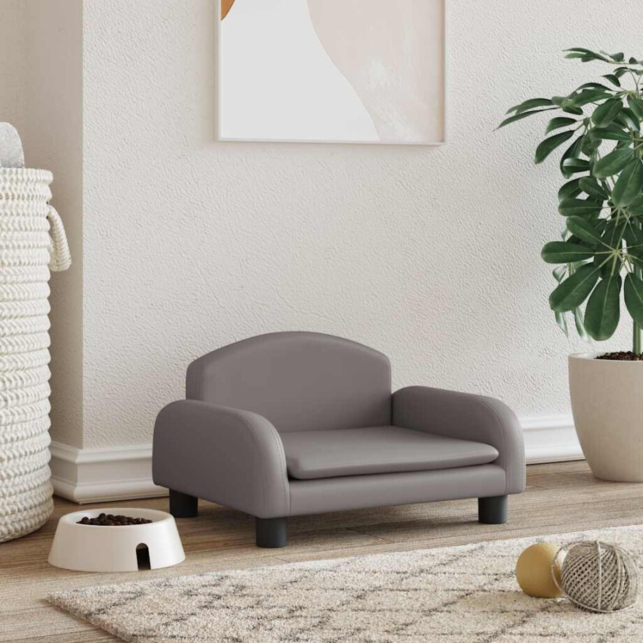 vidaXL Hondenmand 50x40x30 cm kunstleer grijs afbeelding 1