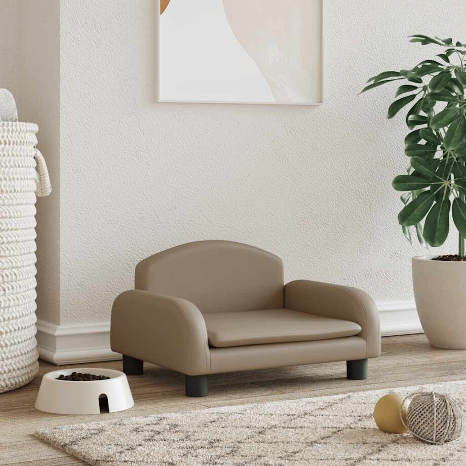 vidaXL Hondenmand 50x40x30 cm kunstleer cappuccinokleurig afbeelding 1