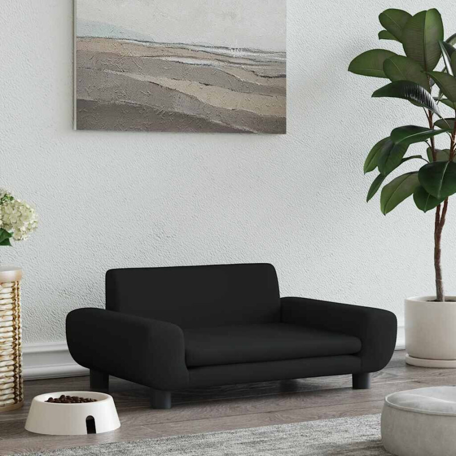 vidaXL Hondenmand 70x45x33 cm fluweel zwart afbeelding 1