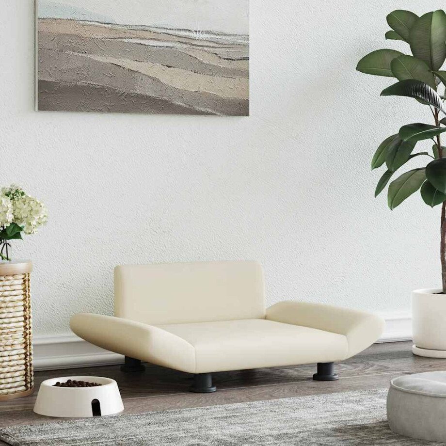 vidaXL Hondenmand 70x45x28 cm kunstleer crèmekleurig afbeelding 1