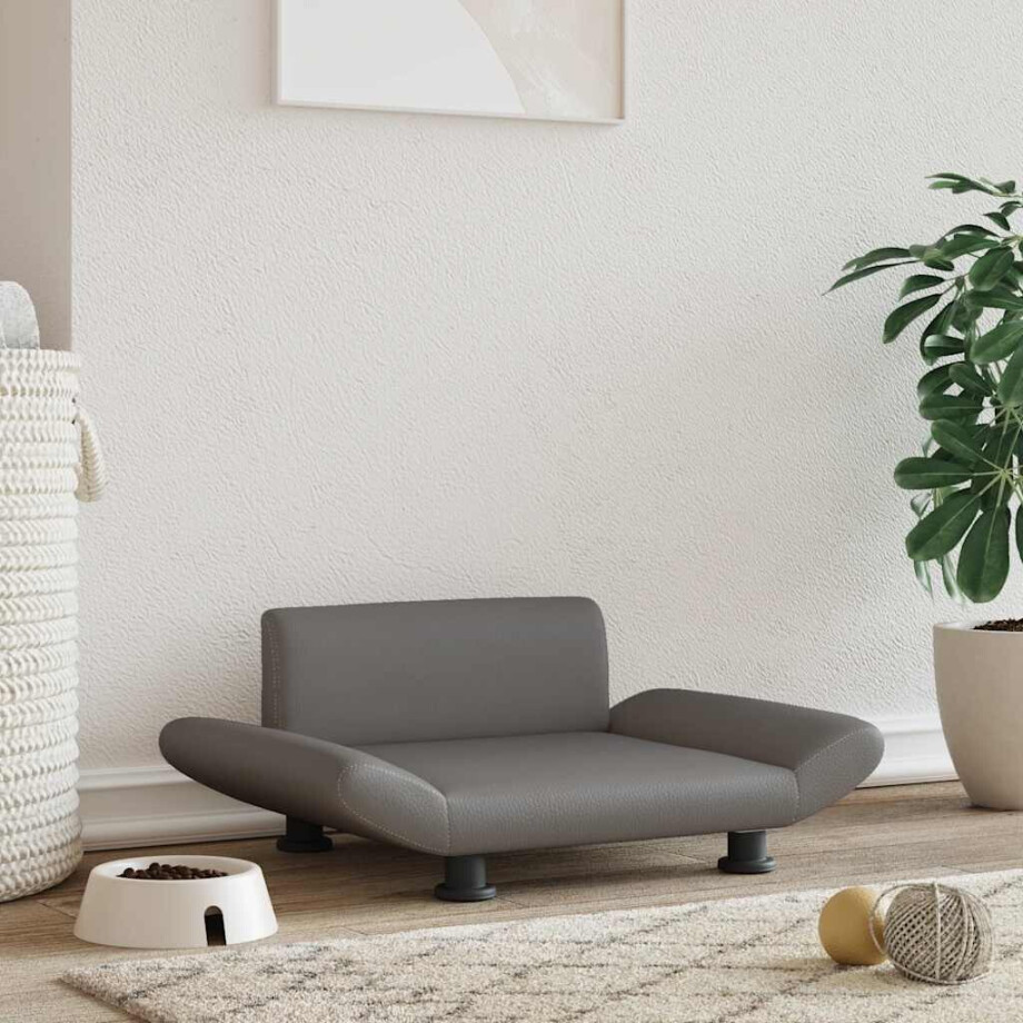 vidaXL Hondenmand 70x45x28 cm kunstleer grijs afbeelding 1