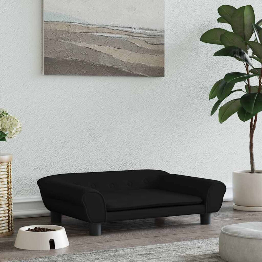 vidaXL Hondenmand 70x48x22 cm fluweel zwart afbeelding 1