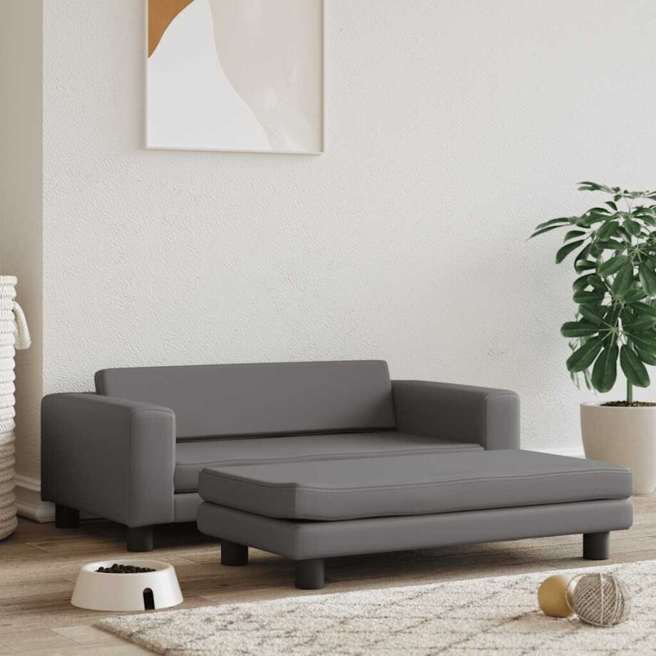 vidaXL Hondenmand met verlengstuk 100x50x30 cm kunstleer grijs afbeelding 1