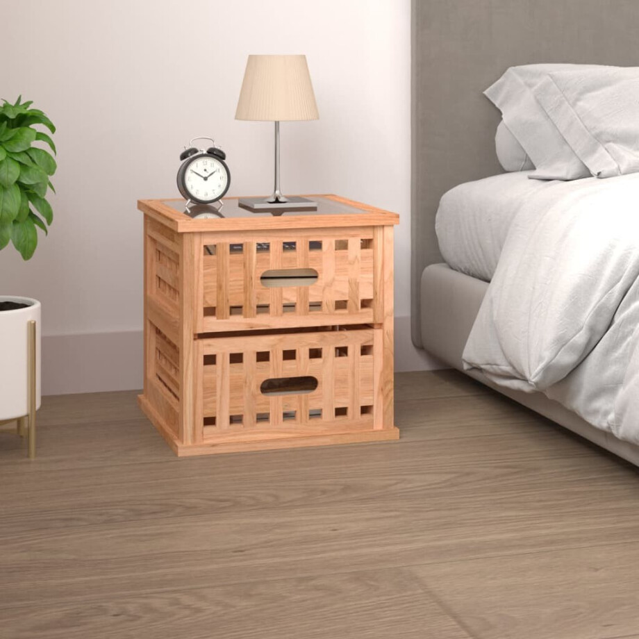 vidaXL Nachtkastje 34x34x34 cm massief walnotenhout vidaXL Nachtkastje 34x34x34 cm massief walnotenhout afbeelding 1