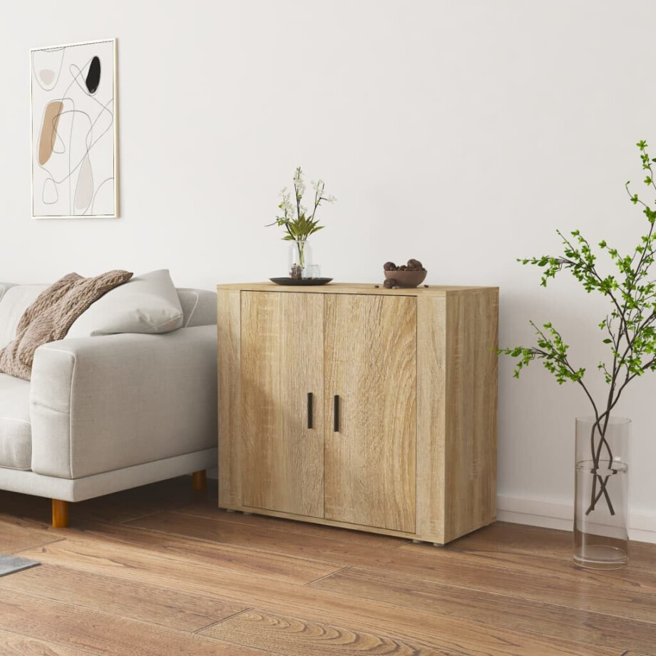 vidaXL Dressoir 80x33x70 cm bewerkt hout sonoma eikenkleurig afbeelding 1