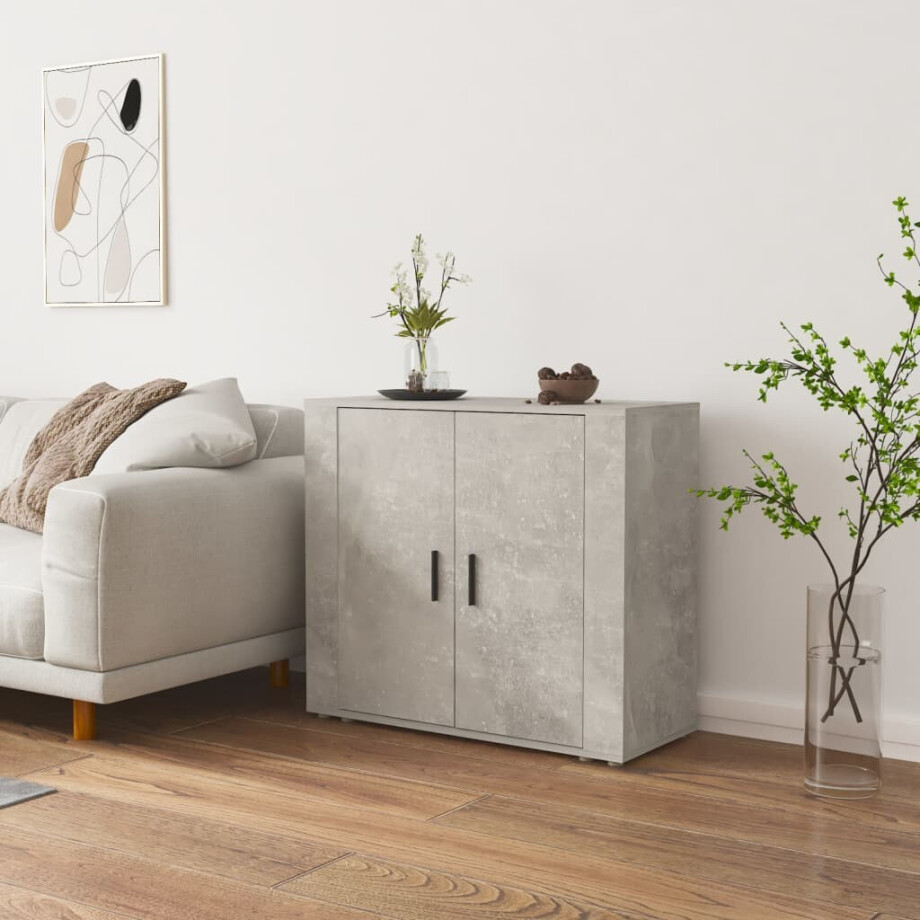 vidaXL Dressoir 80x33x70 cm bewerkt hout betongrijs afbeelding 1