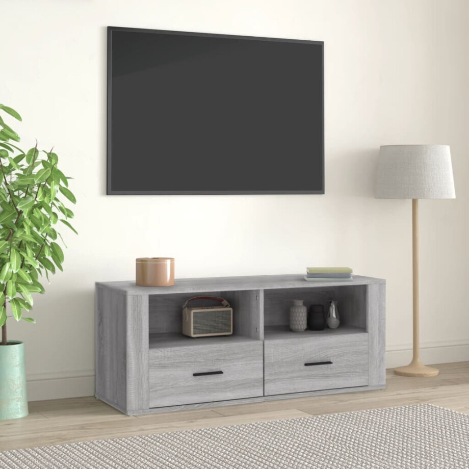 vidaXL Tv-meubel 100x35x40 cm bewerkt hout grijs sonoma eikenkleurig afbeelding 1