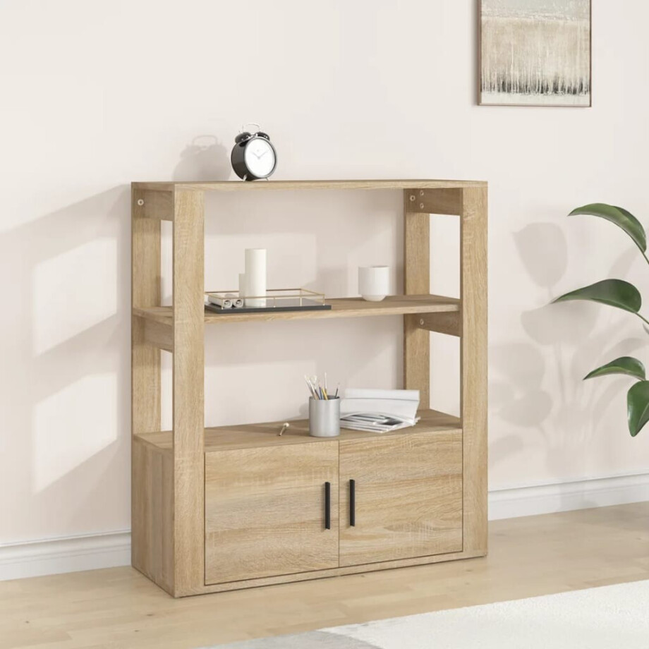 vidaXL Dressoir 80x30x90 cm bewerkt hout sonoma eikenkleurig afbeelding 1