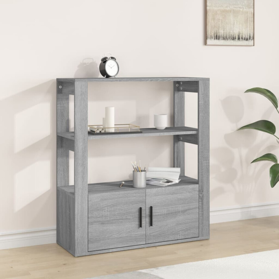 vidaXL Dressoir 80x30x90 cm bewerkt hout grijs sonoma eikenkleurig vidaXL Dressoir 80x30x90 cm bewerkt hout grijs sonoma eikenkleurig afbeelding 1