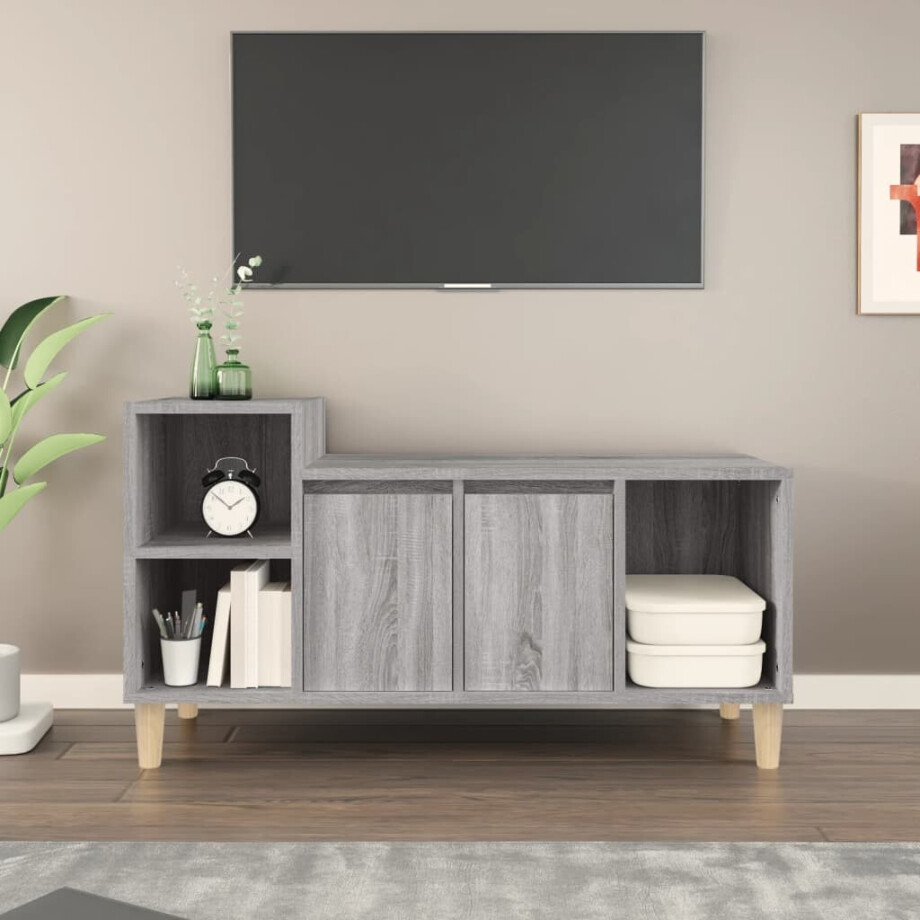 vidaXL Tv-meubel 100x35x55 cm bewerkt hout grijs sonoma eikenkleurig vidaXL Tv-meubel 100x35x55 cm bewerkt hout grijs sonoma eikenkleurig afbeelding 1