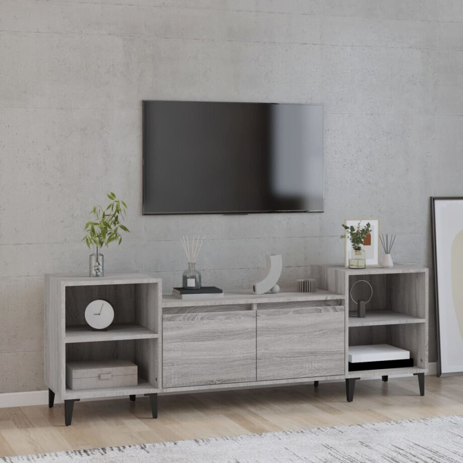 vidaXL Tv-meubel 160x35x55 cm bewerkt hout grijs sonoma eikenkleurig vidaXL Tv-meubel 160x35x55 cm bewerkt hout grijs sonoma eikenkleurig afbeelding 1