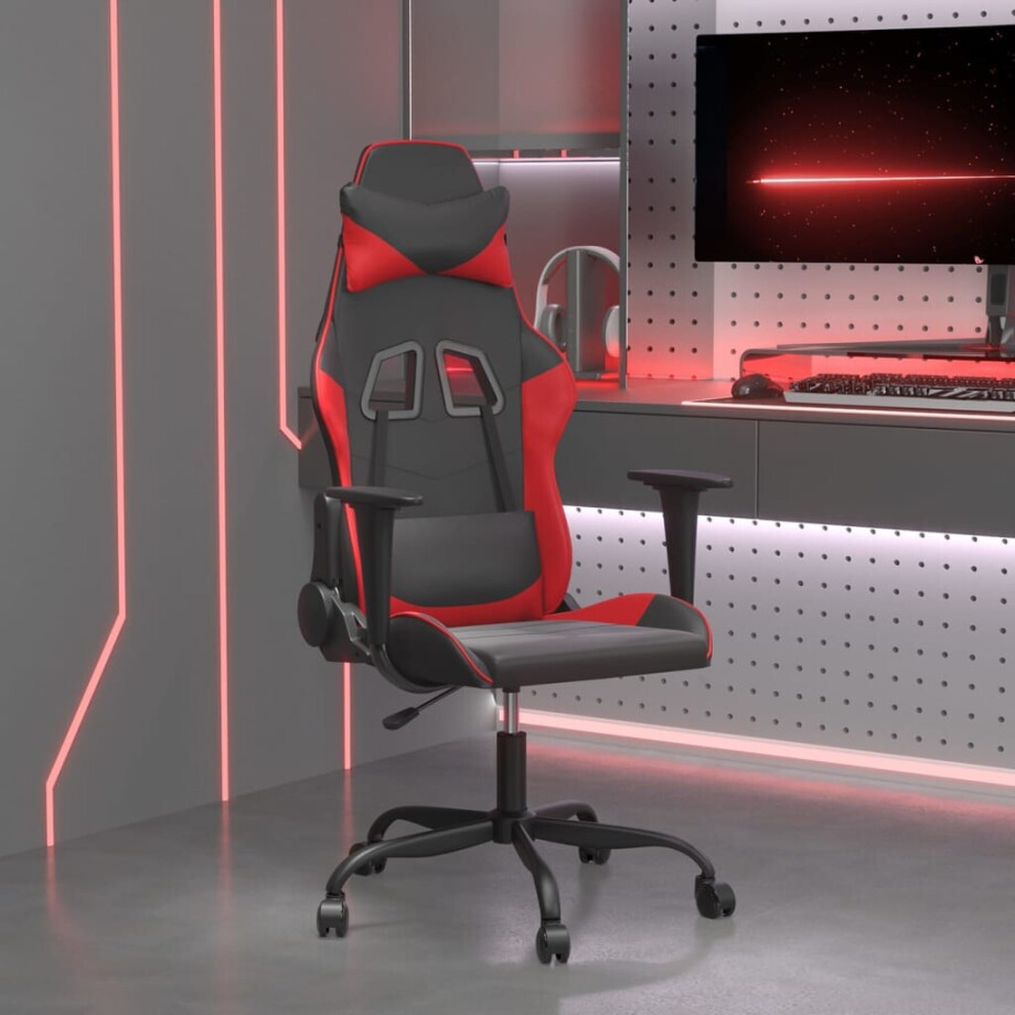 vidaXL Gamestoel kunstleer zwart en rood afbeelding 1