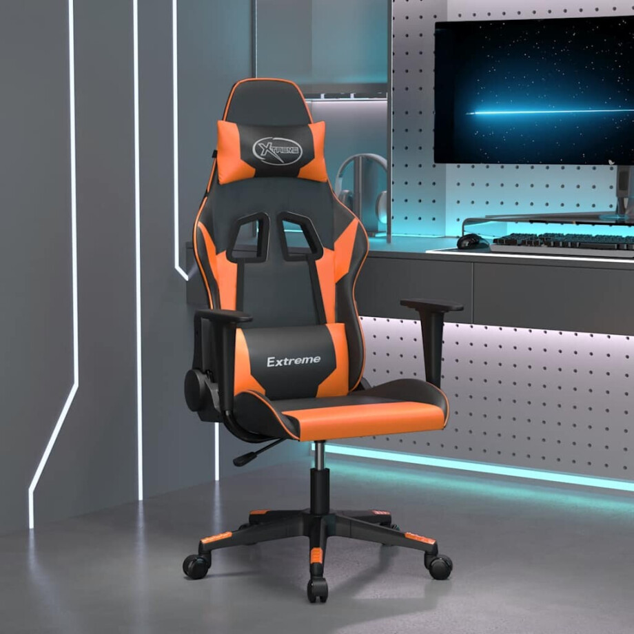 vidaXL Gamestoel kunstleer zwart en oranje vidaXL Gamestoel kunstleer zwart en oranje afbeelding 1