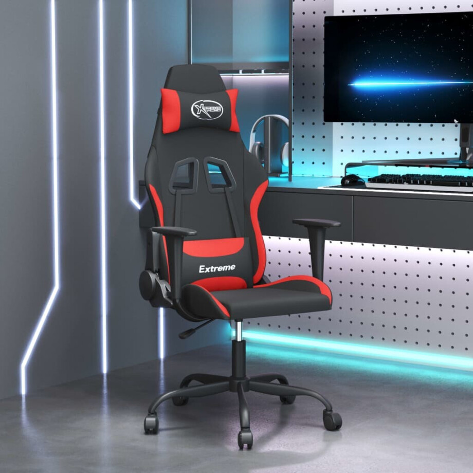 vidaXL Gamestoel stof zwart en rood afbeelding 1