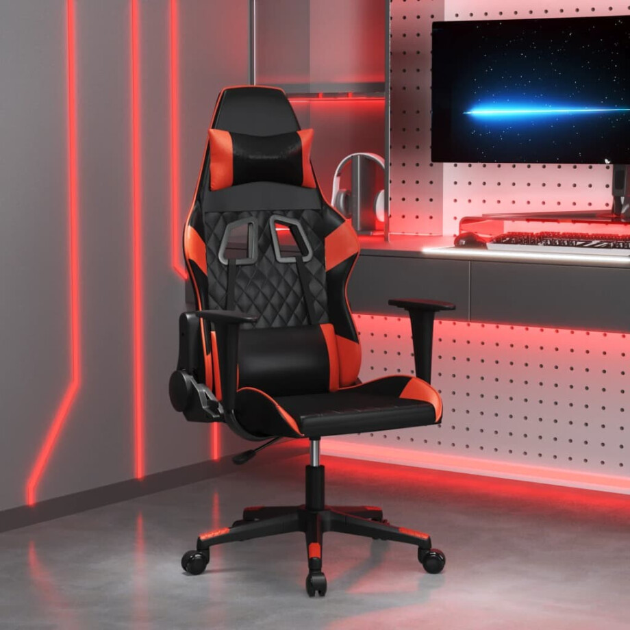 vidaXL Gamestoel kunstleer zwart en rood afbeelding 1