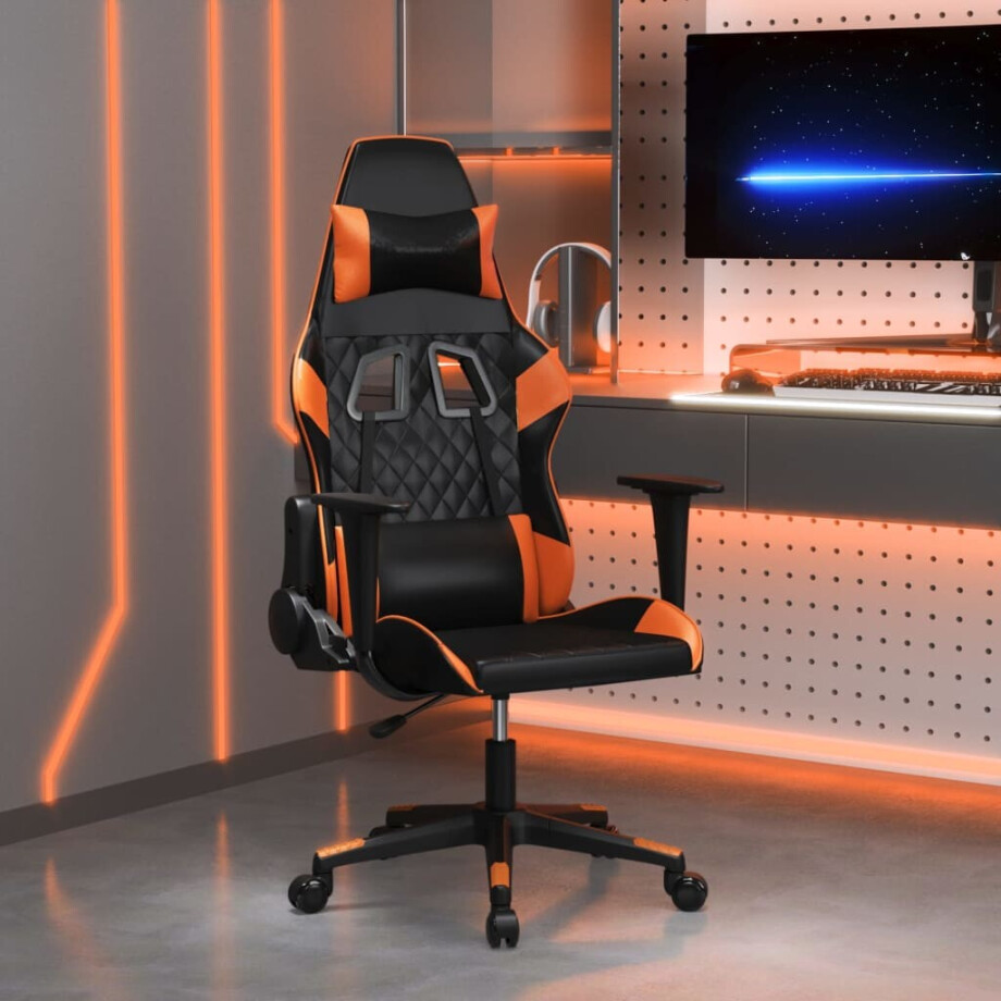 vidaXL Gamestoel kunstleer zwart en oranje vidaXL Gamestoel kunstleer zwart en oranje afbeelding 1