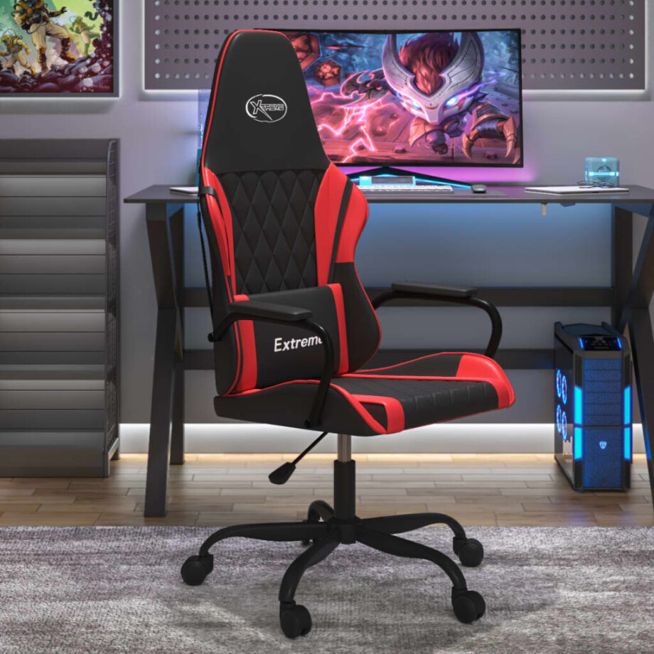 vidaXL Gamestoel kunstleer zwart en rood afbeelding 1