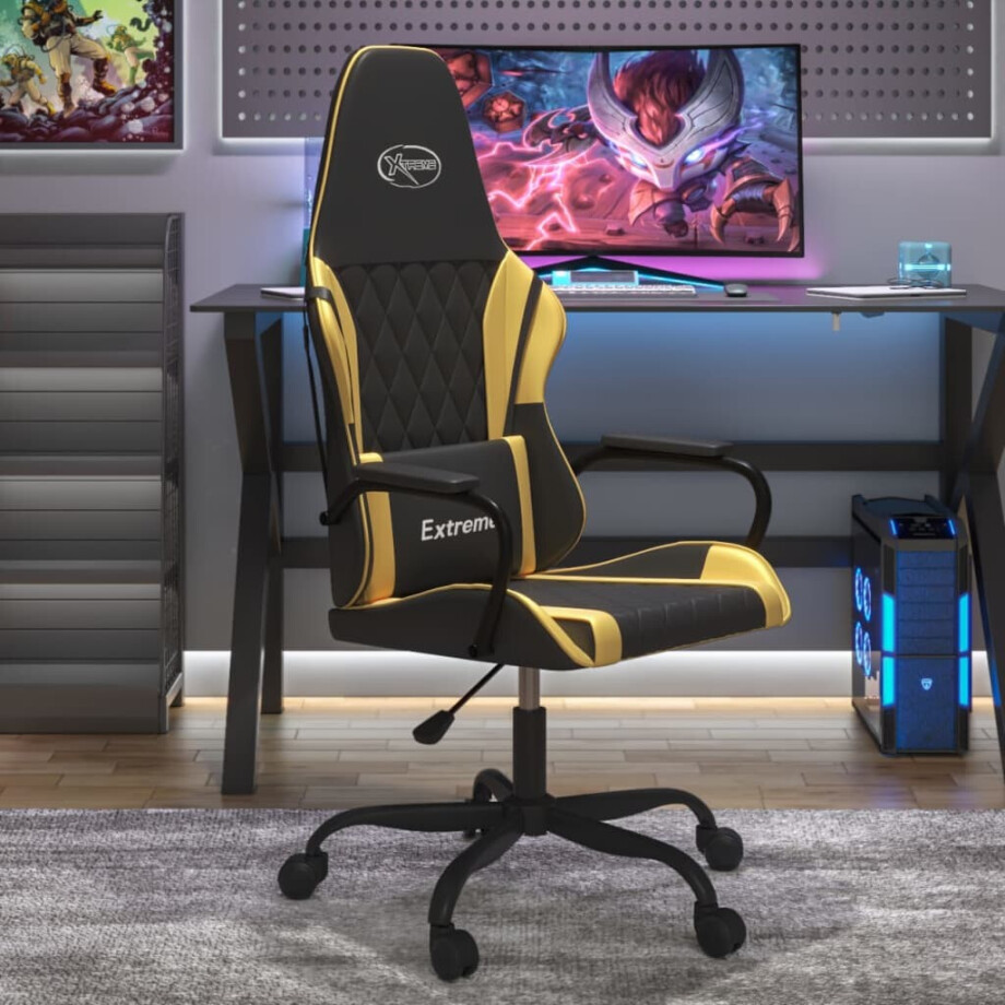 vidaXL Gamestoel kunstleer zwart en goud vidaXL Gamestoel kunstleer zwart en goud afbeelding 1