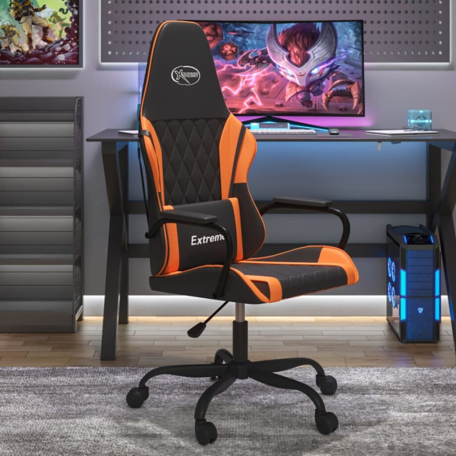 vidaXL Gamestoel kunstleer zwart en oranje vidaXL Gamestoel kunstleer zwart en oranje afbeelding 1