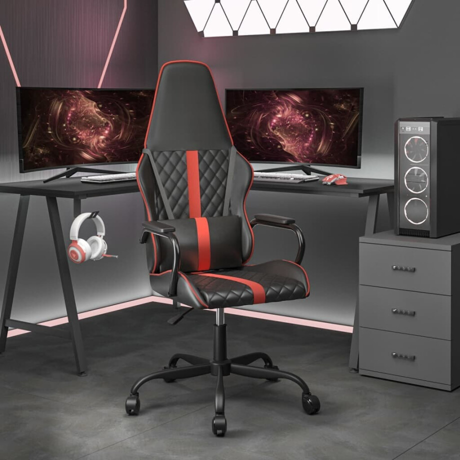 vidaXL Gamestoel kunstleer zwart en rood afbeelding 1