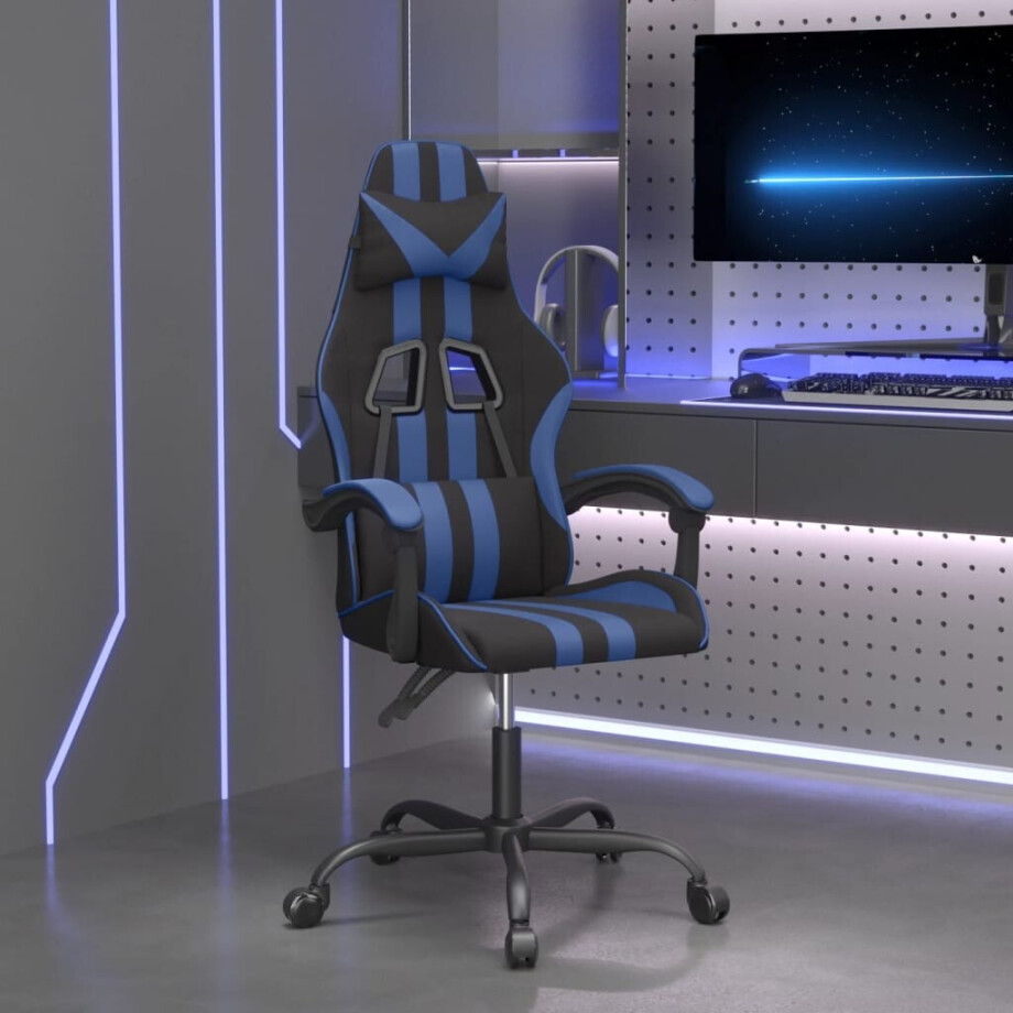 vidaXL Gamestoel kunstleer zwart en blauw vidaXL Gamestoel kunstleer zwart en blauw afbeelding 1