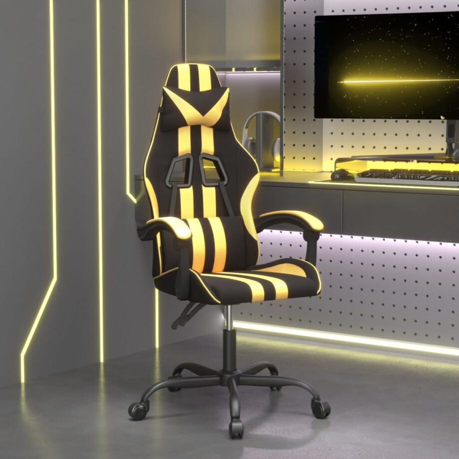 vidaXL Gamestoel kunstleer zwart en goud vidaXL Gamestoel kunstleer zwart en goud afbeelding 1