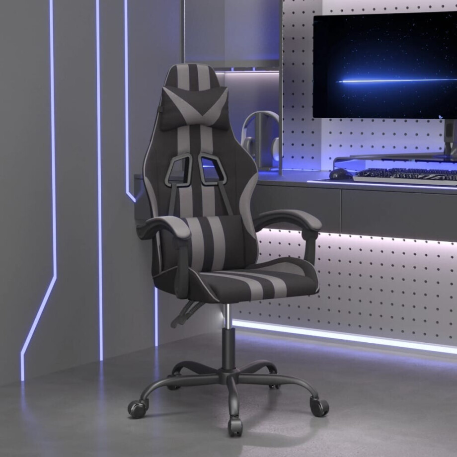 vidaXL Gamestoel kunstleer zwart en grijs vidaXL Gamestoel kunstleer zwart en grijs afbeelding 1