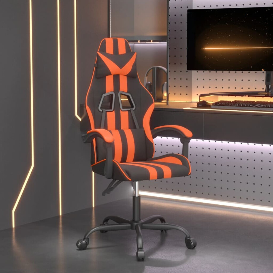 vidaXL Gamestoel kunstleer zwart en oranje afbeelding 1