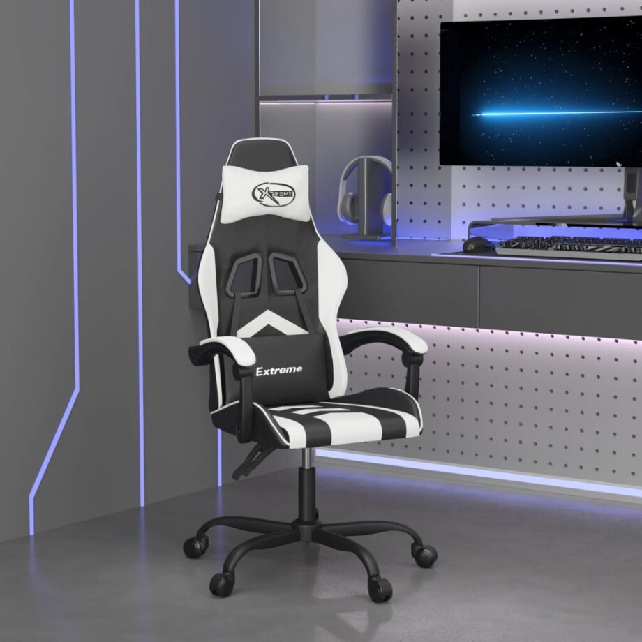 vidaXL Gamestoel kunstleer zwart en wit afbeelding 1
