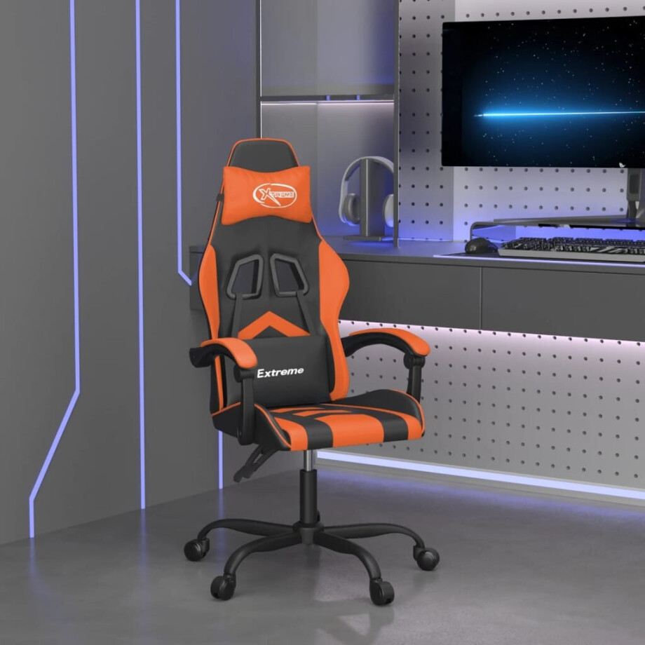 vidaXL Gamestoel kunstleer zwart en oranje afbeelding 1