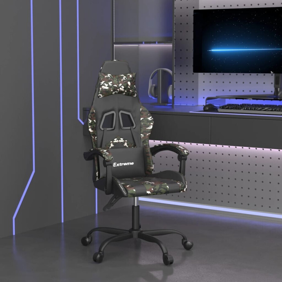 vidaXL Gamestoel kunstleer zwart en camouflage vidaXL Gamestoel kunstleer zwart en camouflage afbeelding 1