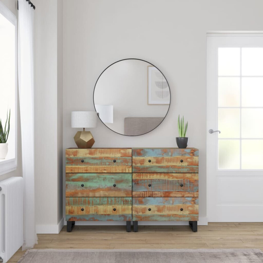 vidaXL Dressoirs 2 st 60x33x75 cm massief gerecycled hout vidaXL Dressoirs 2 st 60x33x75 cm massief gerecycled hout afbeelding 1