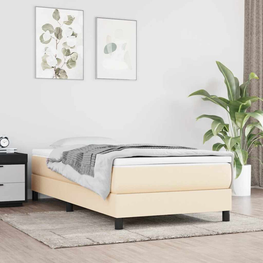 vidaXL Boxspring bed 80x200 cm stof crèmekleurig vidaXL Boxspring bed 80x200 cm stof crèmekleurig afbeelding 1