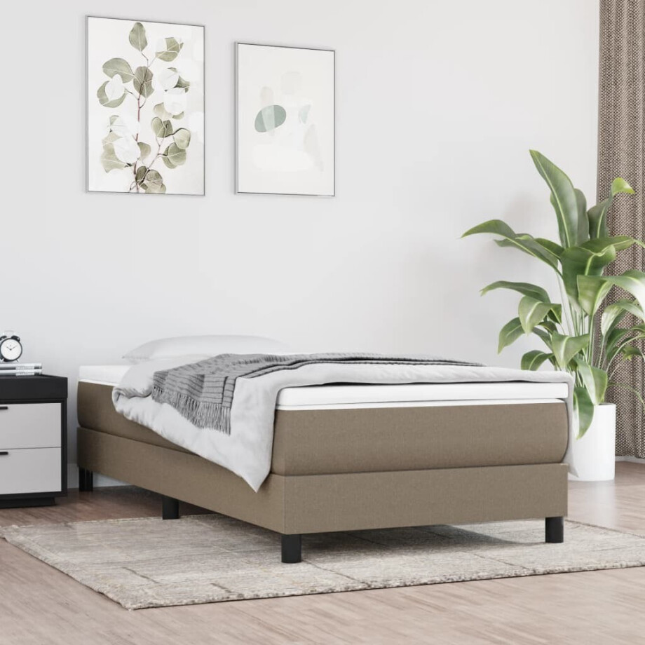 vidaXL Boxspring bed 100x200 cm stof taupe vidaXL Boxspring bed 100x200 cm stof taupe afbeelding 1