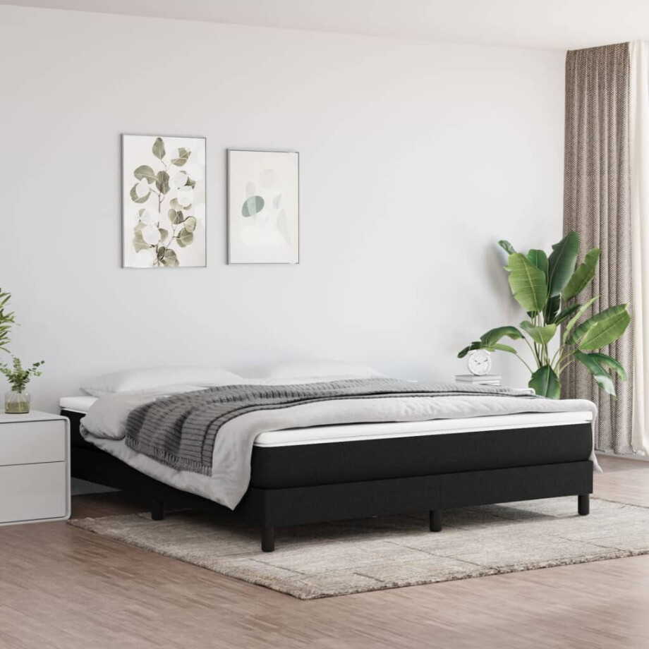vidaXL Boxspring bed stof zwart 180x200 cm vidaXL Boxspring bed stof zwart 180x200 cm afbeelding 1