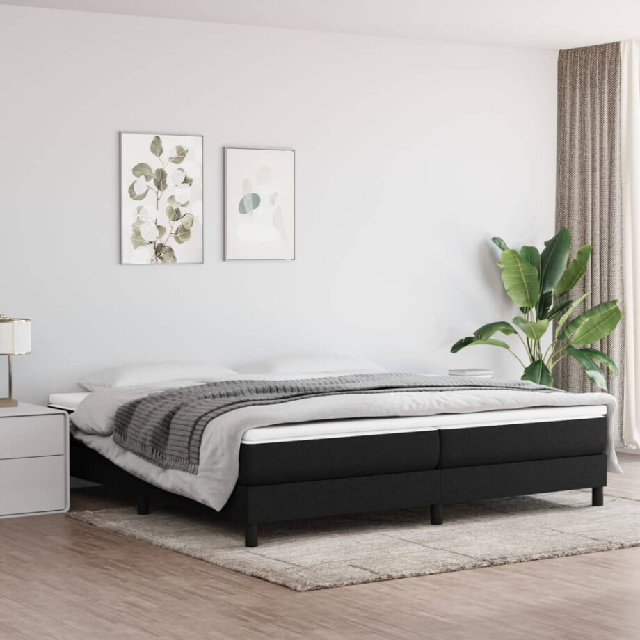 vidaXL Boxspring bed stof zwart 200x200 cm vidaXL Boxspring bed stof zwart 200x200 cm afbeelding 1