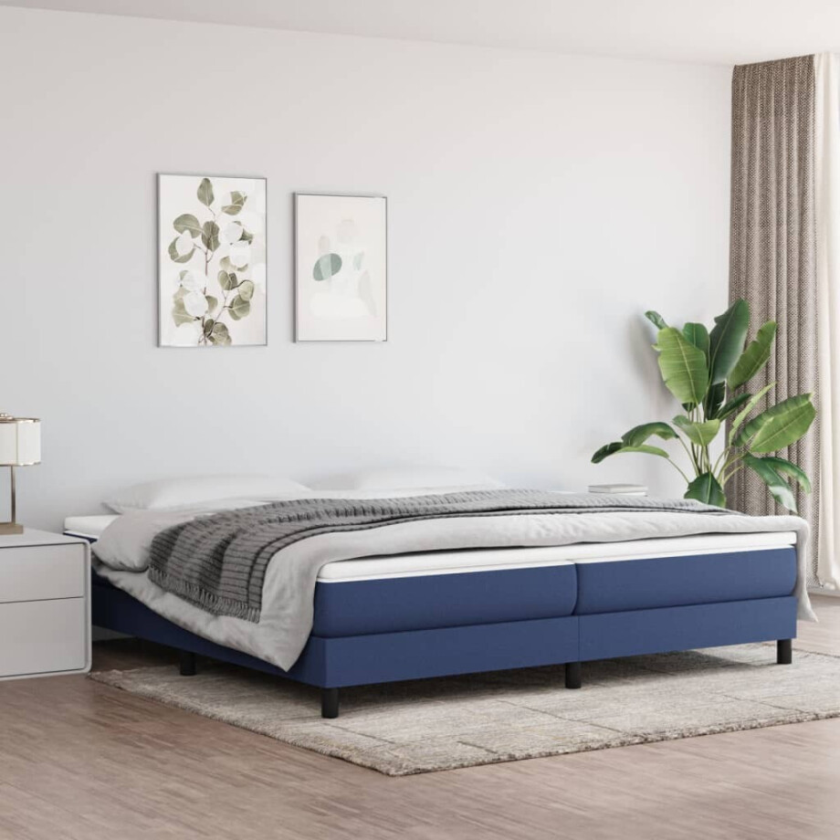 vidaXL Boxspring bed stof blauw 200x200 cm vidaXL Boxspring bed stof blauw 200x200 cm afbeelding 1