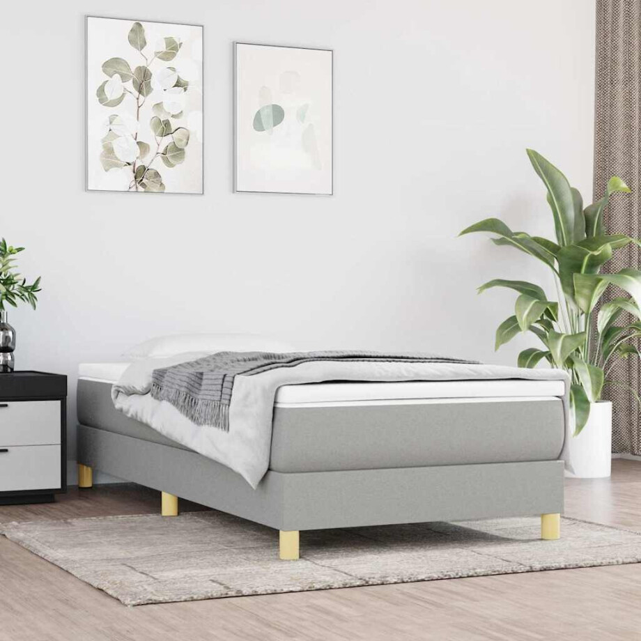 vidaXL Boxspring bed 80x200 cm stof lichtgrijs vidaXL Boxspring bed 80x200 cm stof lichtgrijs afbeelding 1