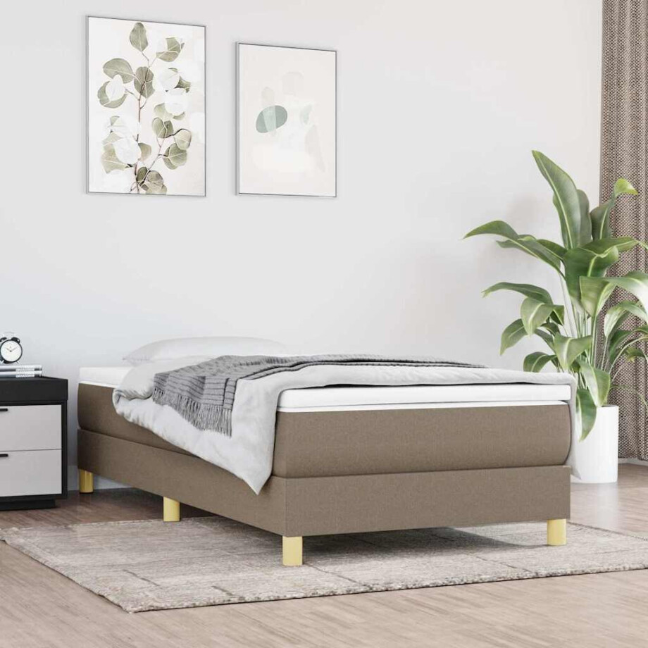 vidaXL Boxspring bed 80x200 cm stof taupe afbeelding 1