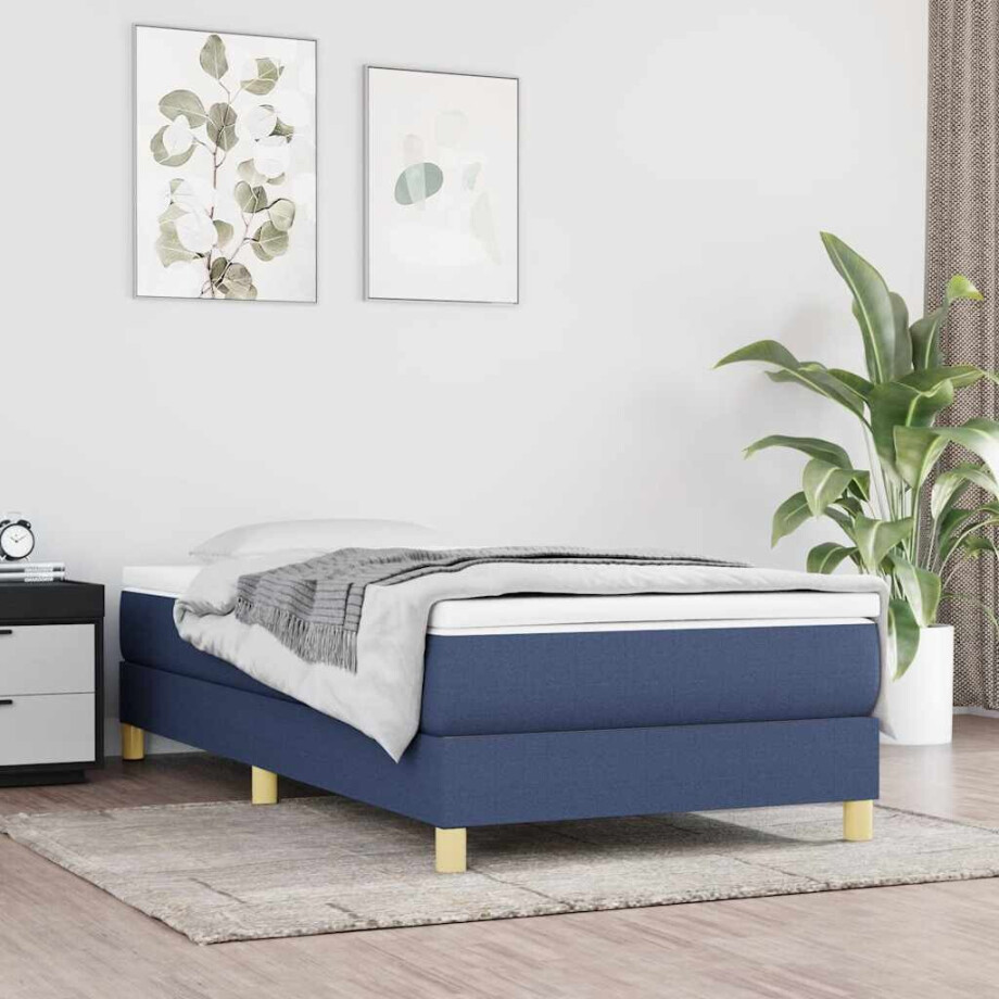 vidaXL Boxspring bed 80x200 cm stof blauw afbeelding 1