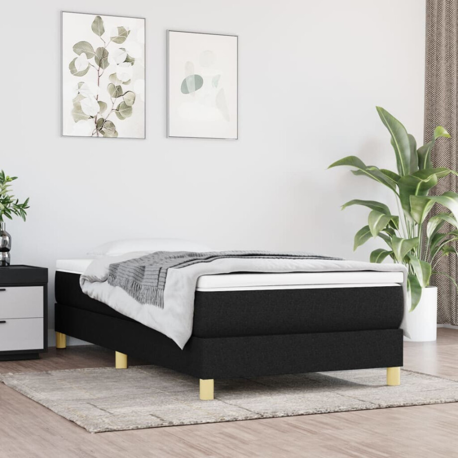 vidaXL Boxspring bed 100x200 cm stof zwart afbeelding 1