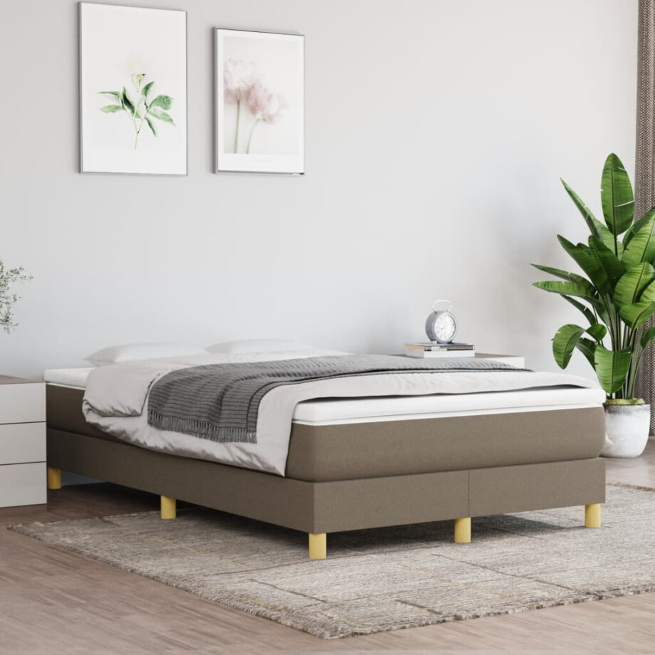 vidaXL Bedframe zonder matras 120x200 cm stof taupe afbeelding 1