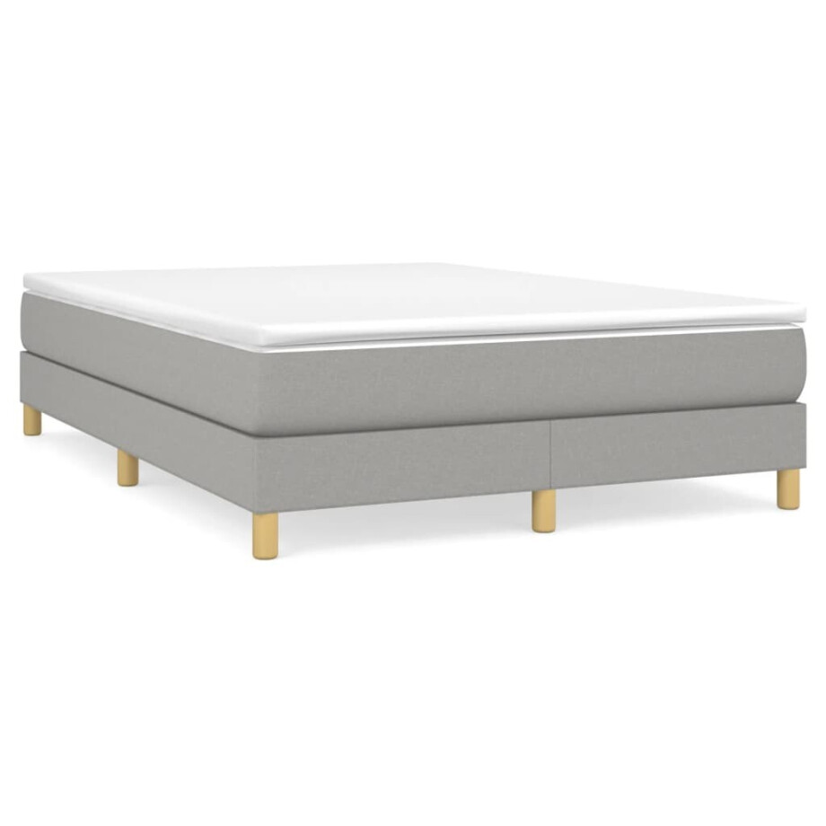 vidaXL Boxspring bed stof lichtgrijs 140x200 cm afbeelding 1